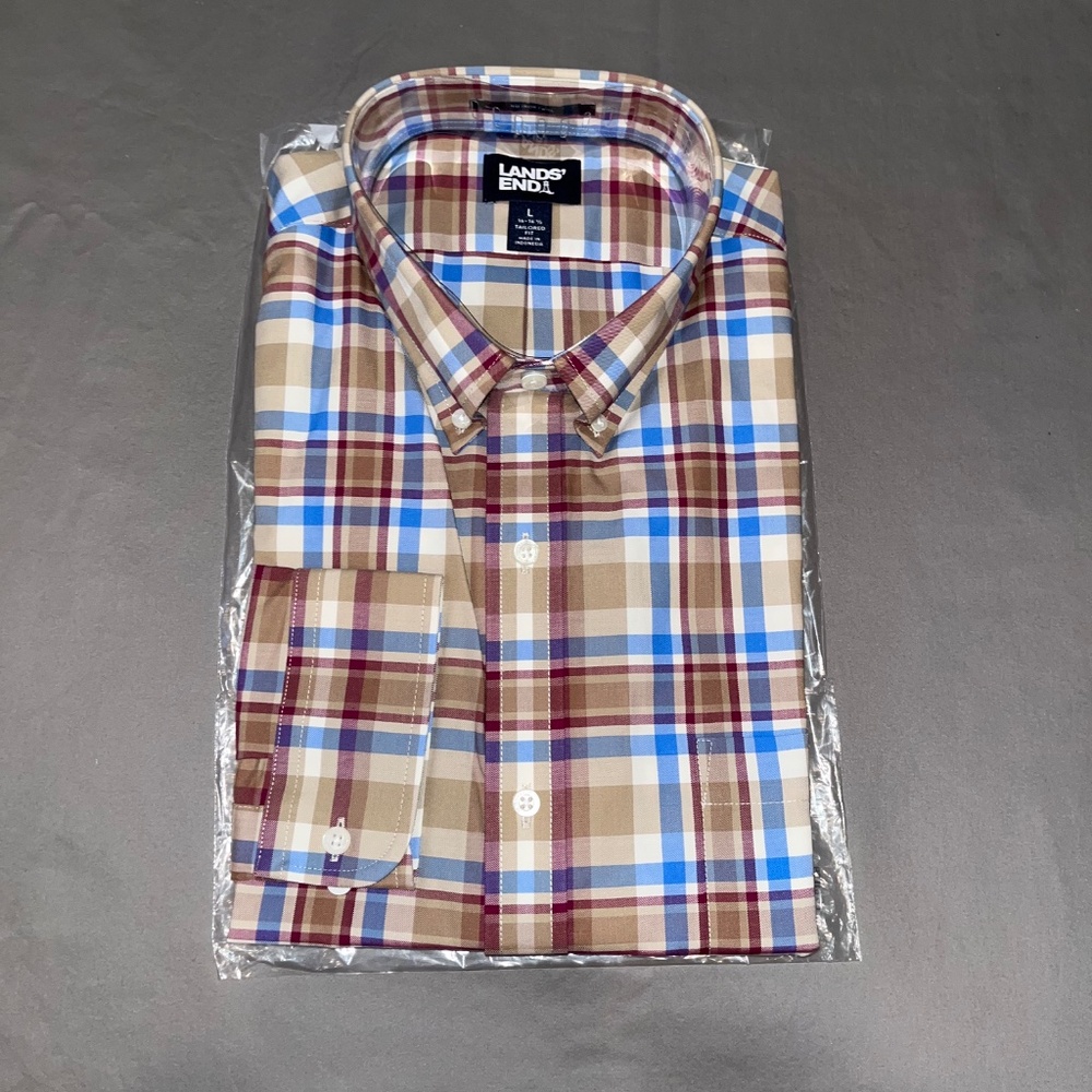 Lands' End Mens Tailored Fit No Iron Twill Shirt